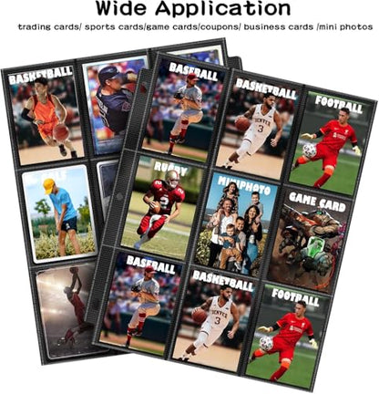 900 Pockets Trading Baseball Card Sleeves Binder, 50 Pages Double-Sided Protector Sports Card Binder Fit for MTG YU-GI-OH Cards, Football Cards, Game Cards, Standard Sized Cards for 3-Ring Binder - size: 900 Pockets