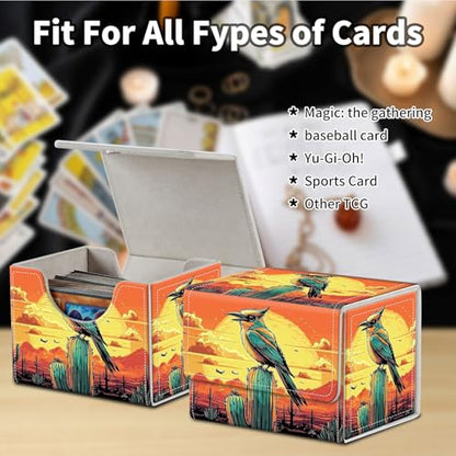 Stylish MTG Deck Box for 110+ Cards, Magnetic Commander Deck Case with Bonus Game Card Pouch, Durable Storage for TCG and Sleeved Magic Cards, Artistic Bird - color: Artistic Bird