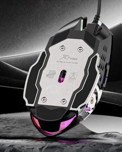 Wired Gaming Mouse 6 Programmable Buttons, 6-Level DPI 1200-7200, RGB Breathing Light, Lightweight Design, Anti-Slip Wired Esports Mouse for FPS MOBA Gamer PC Laptop, White