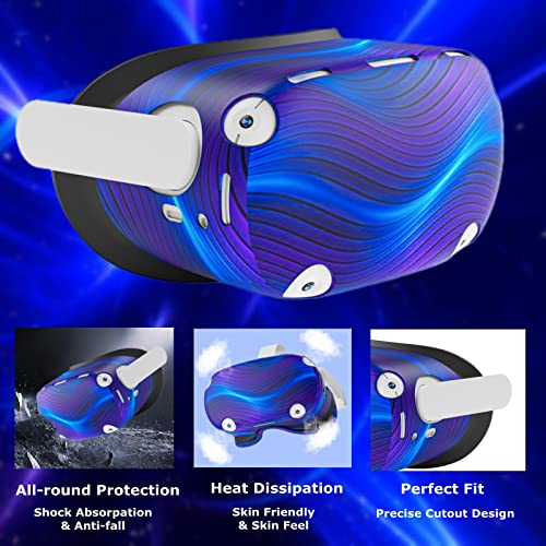Compatible with Oculus Quest 2 Accessories, Silicone Face Cover, VR Shell Cover,Touch Controller Grip Cover,Protective Lens Cover,Disposable Eye Cover(Colorful B) - color: Colorful B