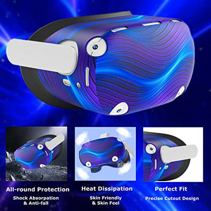 Compatible with Oculus Quest 2 Accessories, Silicone Face Cover, VR Shell Cover,Touch Controller Grip Cover,Protective Lens Cover,Disposable Eye Cover(Colorful B) - color: Colorful B