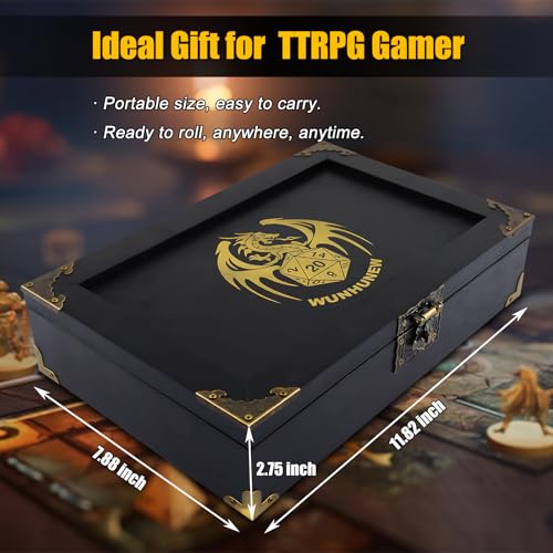 DND Dice Tray & Tower Storage Box, Wooden Dice Holder Case Organizer (Rolling Tray, Dice Roller Tower, Dice Container), RPG Accessories for Dungeons and Dragons/D&D MTG Board Game DM & Player Gifts