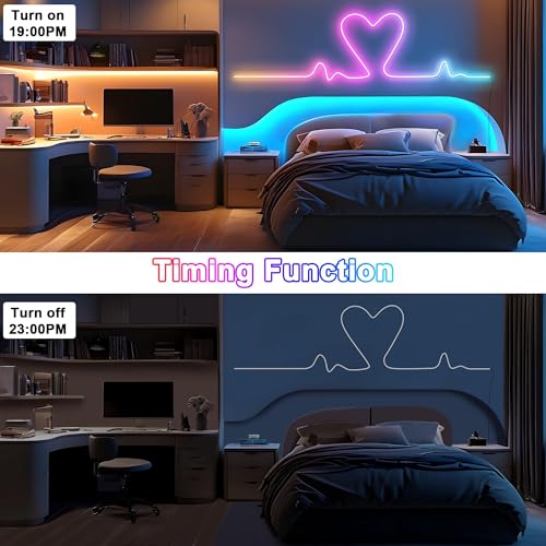 Cozylady RGB Neon Light LED Rope Light,Waterproof Bluetooth APP Remote Control Music Sync Strip Light,24V Flexible DIY Silicone Light for Bedroom Home Indoor Outdoor Decoration - size: 50 ft