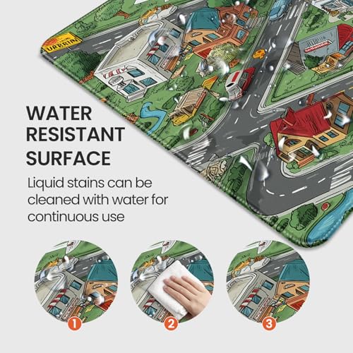 35.4 x 15.7 Inches XXL Large Gaming Mouse Pad, Cartoon City Street Map Design, Non-Slip Base, Waterproof and Scratch-Resistant Surface, Suitable for Home and Casual Gaming Desktop mats - color: Anime Cartoon City Streets