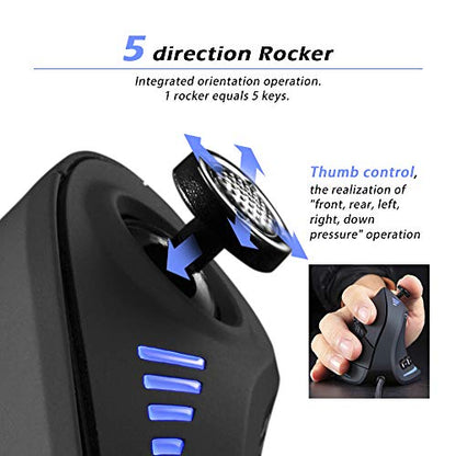 zelotes Wired Gaming Mouse with Joystick,10000DPI,11 Programmable Buttons,RGB,USB Optical Corded Vertical Ergonomic Mouse,Mice for Laptop,PC,Mac,Black