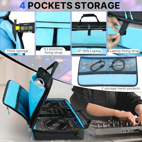 ORKELS DJ Controller Bag, Portable DJ Travel Case with Storage Pocket, Fits Pioneer DDJ 400 SB3 SB2 RB 200, FLX4 REV1, DJ2GO2 Party Mix - size: FLX2/FLX4/REV1/SB2/SB3