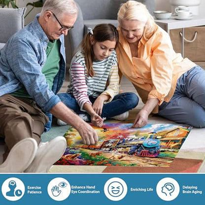 500 Piece Puzzles for Adults, Jigsaw Puzzles 500 Pieces, Dogs Puzzle 500 Pieces for Adults, Train Jigsaw Puzzle Funny Challenging, Great Gift for Family Friends, 21 x 15 in - style: Train Puzzle