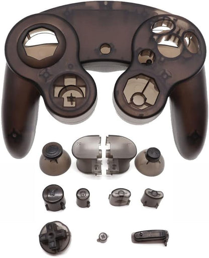 Housing Cover Shell Handle Case and Button Replacement Parts for NGC Gamecube Controller Games Handle Protective Accessories (Clear Black) - color: Clear Black
