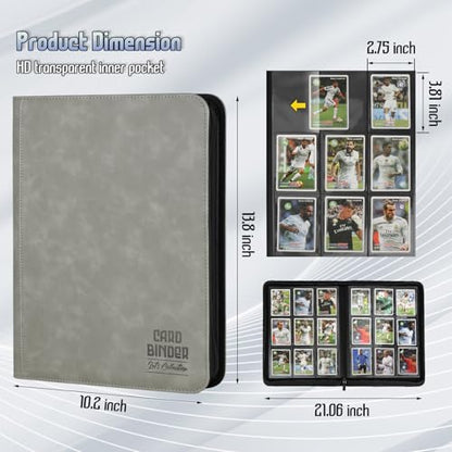 Trading Card Binder, Premium 9 Pocket Double Sided 540 Pocket PU Card Collection Binder, Collectible Trading Card Albums for MTG, TCG, Sport Card, Game Cards (Gray) - color: Gray