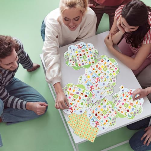Blosssound 24 Players Spring Bingo Games Spring Flowers Bingo Cards Easter Animal Holiday Party Games Wildflowers Party Favors Supplies for Family Large Group Classroom Indoor Home Activities - style: Spring