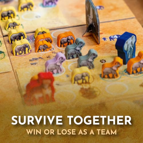 Tembo: Survival On The Savanna Board Game, Guide Your Elephant Herd Across Dangerous Terrain, A Cooperative Strategic Game for Families and Adults, Solo Campaign Included, 1-4 Players, Ages 10+