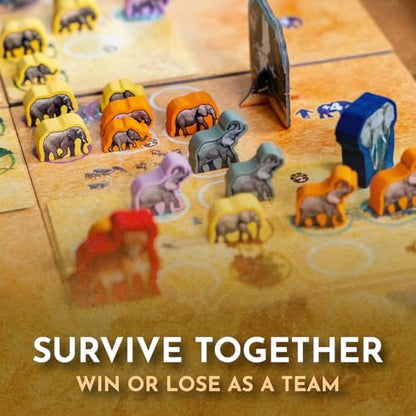 Tembo: Survival On The Savanna Board Game, Guide Your Elephant Herd Across Dangerous Terrain, A Cooperative Strategic Game for Families and Adults, Solo Campaign Included, 1-4 Players, Ages 10+