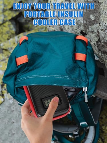 YOUSHARES Insulin Cooler Travel Case with Temperature Display, GLP-1 Diabetic Medicine Cooling Bag for Mounjaro, Refrigerated Diabetes Storage Kit with 2 TSA Approved Ice Pack - color: 00_black