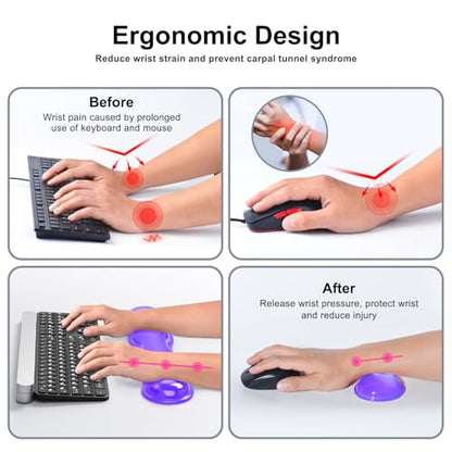 MOKURU Gel Keyboard and Mouse Wrist Rest Set, Comfort Ergonomic Wrist Support, for Wrist Pain Relief, Computer Keyboard Wrist Rest (Purple) - color: Purple