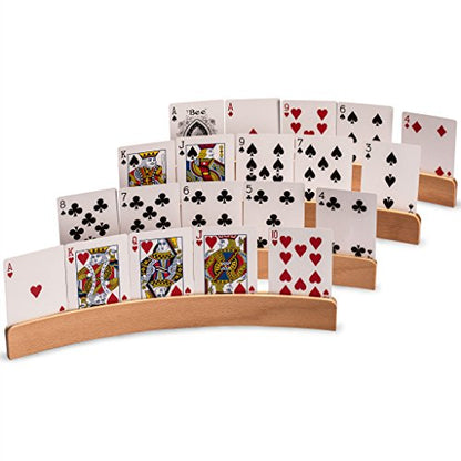 Yellow Mountain Imports Panorama Wooden Playing Card Holders/Racks - Set of 4 Card Organizers - size: 12.8”