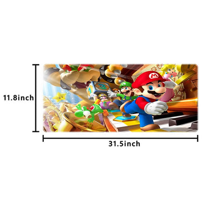 Mario Pattern Extended Gaming Mouse Pad, 31.5 x 11.8 Inches Non-Slip Keyboard Mat with Stitched Edge for Gaming & Office (Mario) - color: Mario