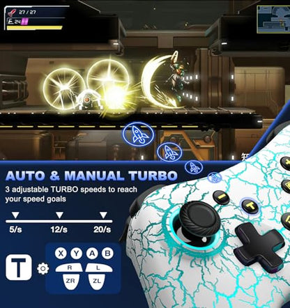 Switch 2 Controller with Hall Joystick for Nintendo Switch/Lite/OLED, Gammeefy Wireless Switch Pro Controller Compatible with Android/iOS, 9 Color Adjustable LED Switch Remote with Turbo, Macro, KeyLinker App - color: White