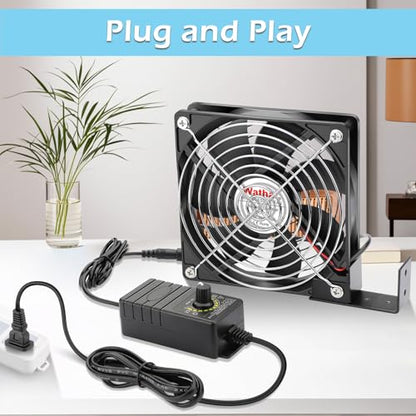 Wathai 120mm x 25mm Small Box Muffin Fan Dual Ball with AC 110V - 120V Speed Controller for Doorway, Room to Room, Wood Stove, Fireplace, Circulation Projects - style: 1225