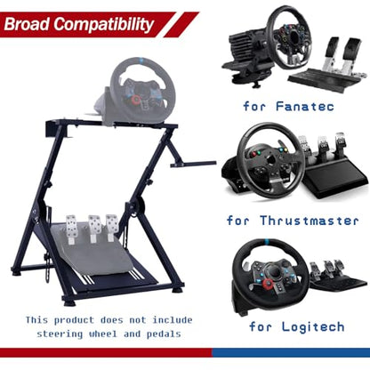 Minneer X-Shape Foldable Racing Steering Wheel Stand Fit for Logitech/Thrustmaster/Fanatec G29/G920/G923/T248/T300/TX Driving Gaming Simulator Cockpit(Wheel, Pedal, Handbrake Not Included)