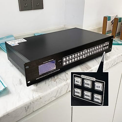 16x16 HDMI Matrix 4K@30Hz w/Web GUI (Built-in US ADI Chip), 2U Rackmount AV Switcher, RS232+LAN Ports, 6 Control Modes, Hot Swappable, Power Off Memory, 16 Preset Scenes, EDID HDCP Compatible - size: 16 in 16 out with WEB