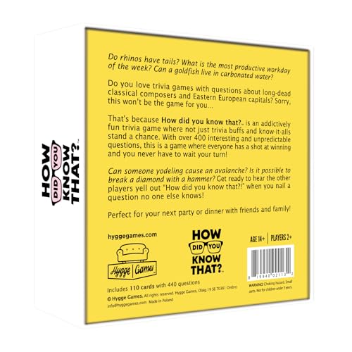 Hygge Games How did You Know That? – Trivia Party Game, White