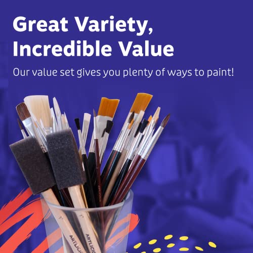Artlicious Paint Brushes - Acrylic Paint Set and Detail Paint Brushes for Kids - Use with Craft, Watercolor, Oil, Gouache Paints, Face Art, Washable Paints, Miniature Detailing and Rock Painting - style: 30 Pack