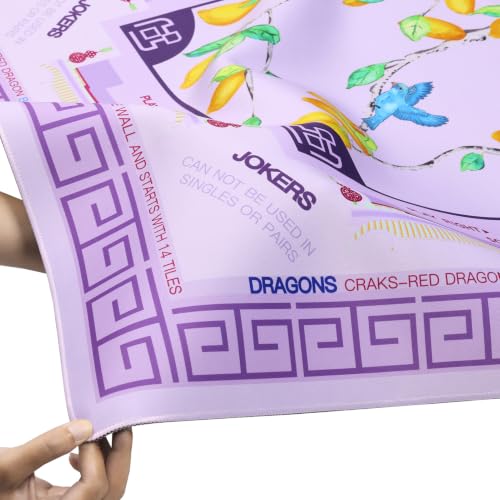 Jongyance Purple American Learning Mahjong Mat (33”x33”), Mahjong Mat for Table, Game Mat - color: Purple