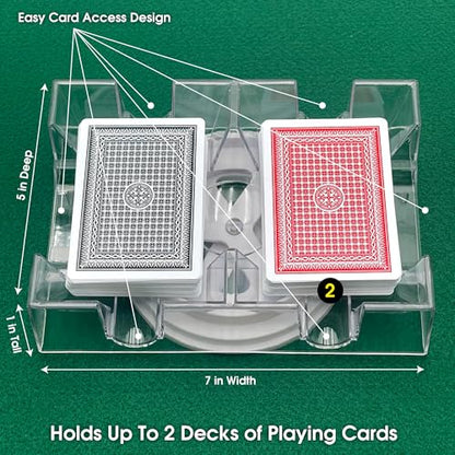 Dual Deck Revolving Card Holder - 360 Degree Playing Card Holder for Kids Playing Card Accessories Poker Card Deck Holder Poker Table Accessories - Acrylic Playing Card Holder for Playing Card Games