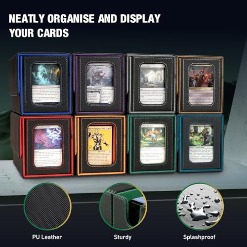 TiMOVO MTG Deck Box, Magnetic Trading Card Storage Case, Black+ Green | Holds 400+ Sleeveless Cards, 4 Dividers & Dice Tray, 2 Detachable Commander Card Deck Boxes, For Magic Game Cards - color: Black/Green