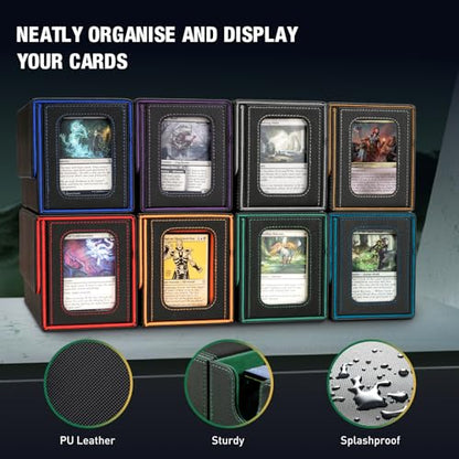 TiMOVO MTG Deck Box, Magnetic Trading Card Storage Case, Black+ Green | Holds 400+ Sleeveless Cards, 4 Dividers & Dice Tray, 2 Detachable Commander Card Deck Boxes, For Magic Game Cards - color: Black/Green