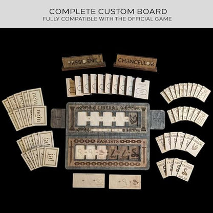 Personalized Social Deduction Board Game Accessory, Hand Crafted Wooden Upgrade with Custom Engraving, Expandable 5–10 Players, Compatible with The Official Secret Hitler Board Game - style: Personalized