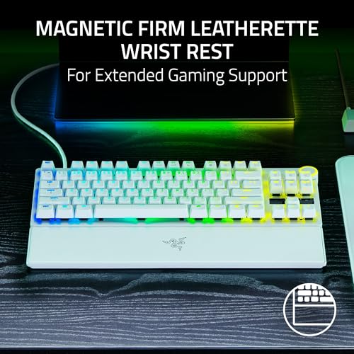 Razer Huntsman V3 Pro TKL 8KHz Esports Gaming Keyboard: Analog Optical Switches Gen 2-8000 Hz Polling Snap Tap - Rapid Trigger - Adjustable Actuation - Media Controls - PBT Keycaps - White - color: White, size: TKL, style: 8000 Hz Polling