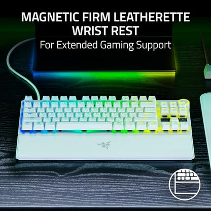 Razer Huntsman V3 Pro TKL 8KHz Esports Gaming Keyboard: Analog Optical Switches Gen 2-8000 Hz Polling Snap Tap - Rapid Trigger - Adjustable Actuation - Media Controls - PBT Keycaps - White - color: White, size: TKL, style: 8000 Hz Polling