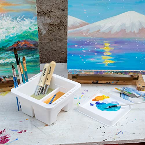 MyLifeUNIT Paint Brush Cleaner, Paint Brush Holder and Organizers for Acrylic, Watercolor, and Water-Based Paints (White) - color: White