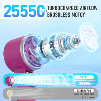 PlayHot Portable Handheld Cooling Fan, Travel Essentials, Gifts for Women | Instant Cooling, 10m/s Airflow, 5-Speed, 10H Max, USB-C Rechargeable, LED Display, 3-in-1 Foldable for Cruise, Beach Vacation - color: Magenta