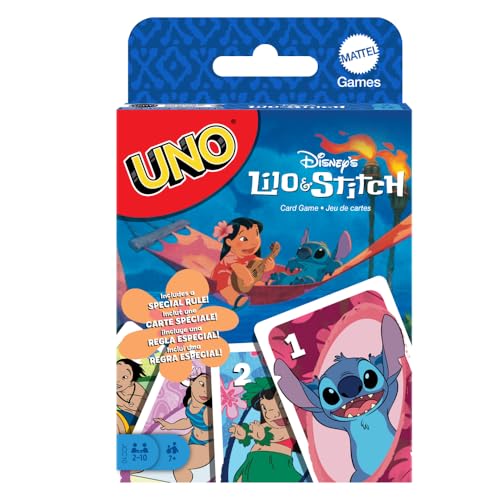 Mattel Games UNO Disney’s Lilo and Stitch Card Game for Kids, Adults & Family with Deck & Special Rule Inspired by the Movie - style: UNO Disney's Lilo and Stitch