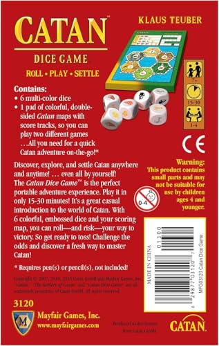 CATAN Dice Game - Portable Fun for On-the-Go Adventures! Strategy Game, Family Game for Kids and Adults, Ages 7+, 1-4 Players, 15-30 Minute Playtime, Made by CATAN Studio