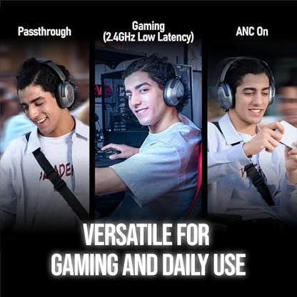 OXS Storm A2 Wireless Gaming Headset, Active Noise Cancellation, Over Ear Headphone with Mic, Bluetooth 5.4 & 2.4GHz Low Latency, Dual EQ Modes, 70H Playtime, for PC, Switch, PS4, PS5, Mobile, Black - color: Black