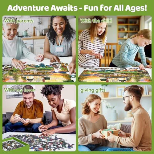300 Piece Puzzle for Adults, Large Piece Elderly Jigsaw Puzzle, Lakeside Villa with Cat and Garden, Family Kids and Adults Fun Gift, 20.5x15 in - color: Lakeside Villa
