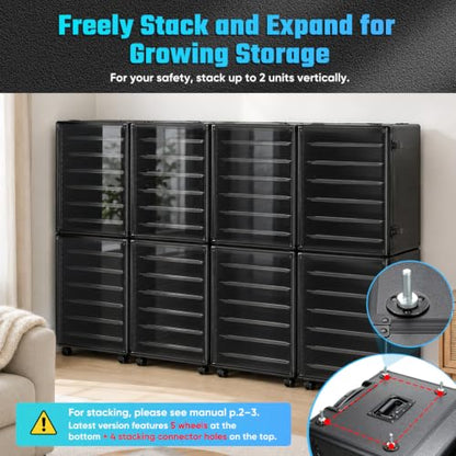 Miniatures Storage Case Miniatures Transport Case Stackable Carrying Case with Trolley & 360° Wheels 6 Trays. Aluminum Alloy Frame with Lock Slot (1.2X-Large Size) - size: 1.2X-Large