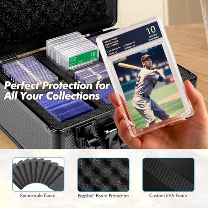 Graded Card Storage Box, Top Loaders Storage Case, Sports Trading Card Box, Cards Slab Case PSA MTG CSG BGS SGC One Touch Magnetic Card Holder, Waterproof Carrying Collector Boxes (Large) - size: Large