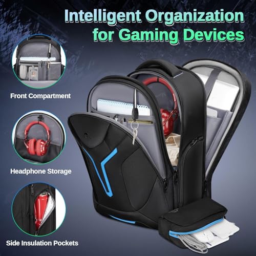 MATEIN 18 inch Gaming Laptop Backpack with Thick Padded Laptop Compartment | Anti Theft, Extra Large Backpack with Rain Cover, Waterproof Travel Bag, Tech Organizer Gaming Accessories
