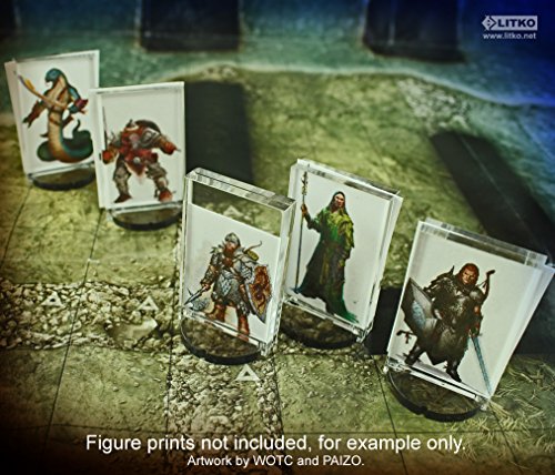LITKO Paper Figure Stands | Compatible with D&D | 1x1.5-Inch Round | Set of 5 (15 pieces) | Reusable clear standee & card holder | Print & Play, Pathfinder & RPG ready | Glue assembly required