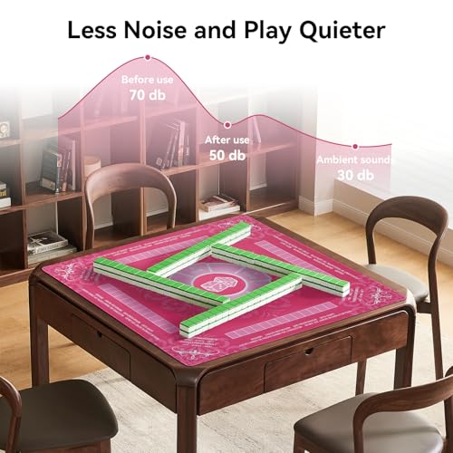 32.4x32.4 Inch Mahjong Mat for Table 3MM Noise Reduction | Non-Slip Mahjong Table Cover for Poker, Card, Board & Tile Games, Dominoes, Ships Rolled No Creases Mahjong Gifts - color: Peach Pink