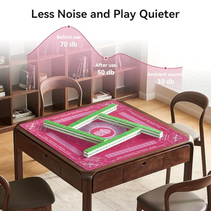 32.4x32.4 Inch Mahjong Mat for Table 3MM Noise Reduction | Non-Slip Mahjong Table Cover for Poker, Card, Board & Tile Games, Dominoes, Ships Rolled No Creases Mahjong Gifts - color: Peach Pink