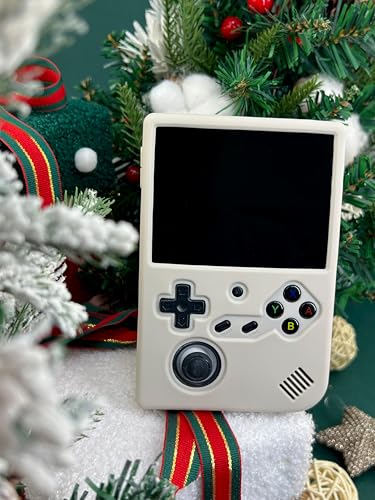 Silicone Case for RG40XXV Handheld Game Console with Lanyard | Anti-Scratch Washable Soft Silicone Protective Cover for Anbernic RG 40XXV Accessories - color: Offwhite