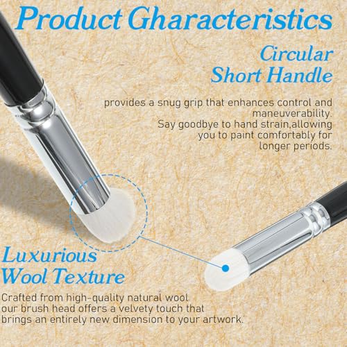 Dry Brush Set for Miniature Painting, Drybrush Paint Brush, 6 Sizes Professional Detail Hobby Brushes for Tabletop, Wargames, Scale Models & Acrylic/Oil Painting (Black)