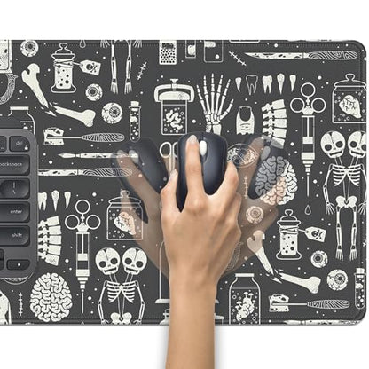 Human Skeleton Medical Mouse Pad,Large X Ray Mousepad Desk Pad with Stitched Edges,Non-Slip Waterproof Rubber Base Mouse Mat for Office Computer Keyboard Laptop Home 27.5x11.8 in - color: X-Rays