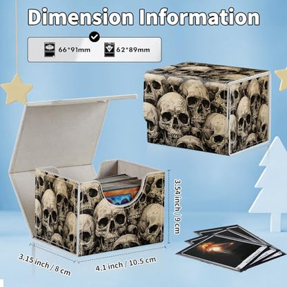 for MTG Commander Deck Box,Card Deck Box for Trading Yugioh MTG,Fits 100 Double Sleeved Cards,PU Leather Strong Magnet Case for Magic Commander TCG CCG,Art Skull - color: Art Skull