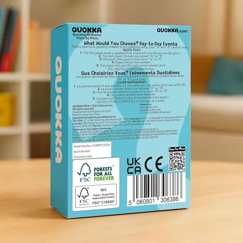 QUOKKA Fun Card Game for Teens, Kids & Adults – Fun Party & Family Board Game | What Would You Chose Challenges | 500+ Hilarious Icebreaker Questions for Friends, Family Nights, Travel & Sleepovers - color: 3. Daily Fun Choices